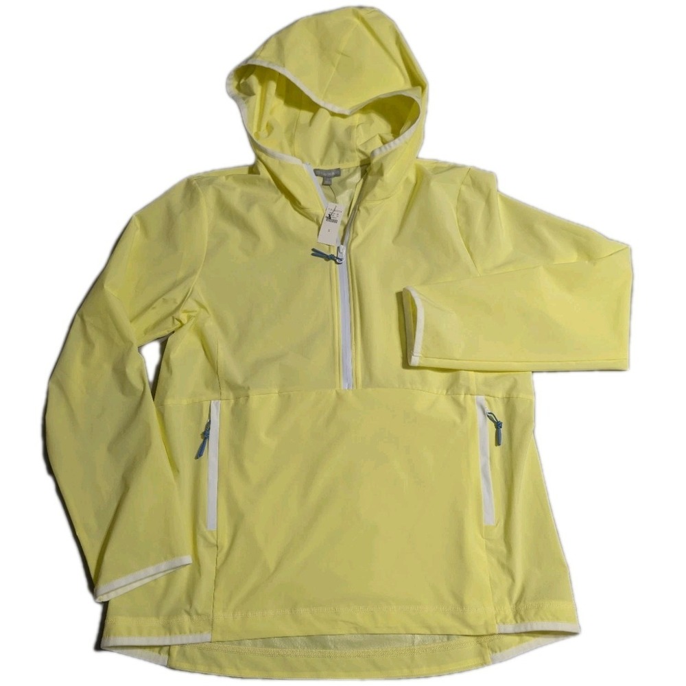 Talbots T Hooded Anorak Rain Jacket‎ Yellow Half Zip Lightweight NWT Small